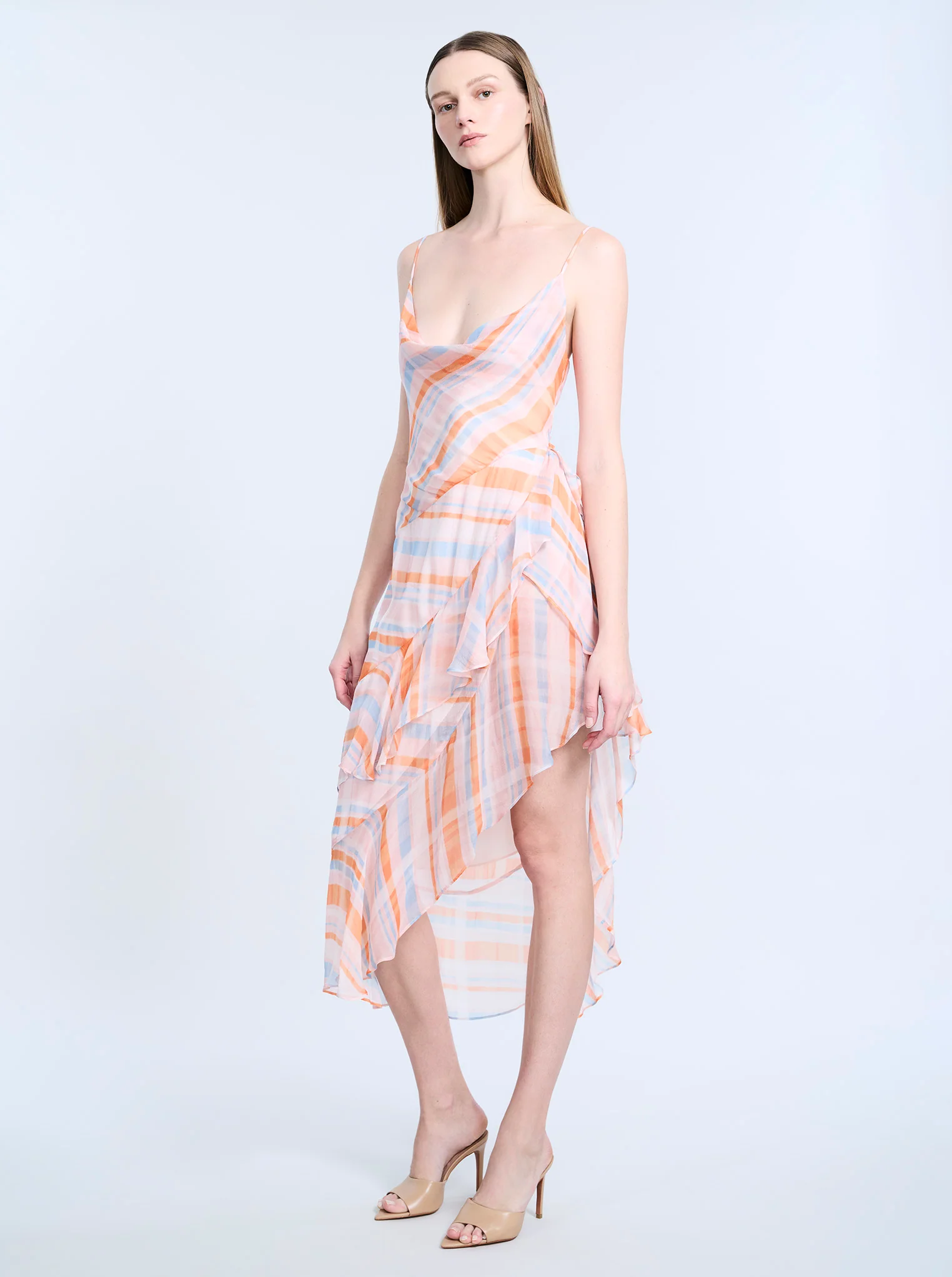 Cowl Neck Ruffle Dress - Builderot