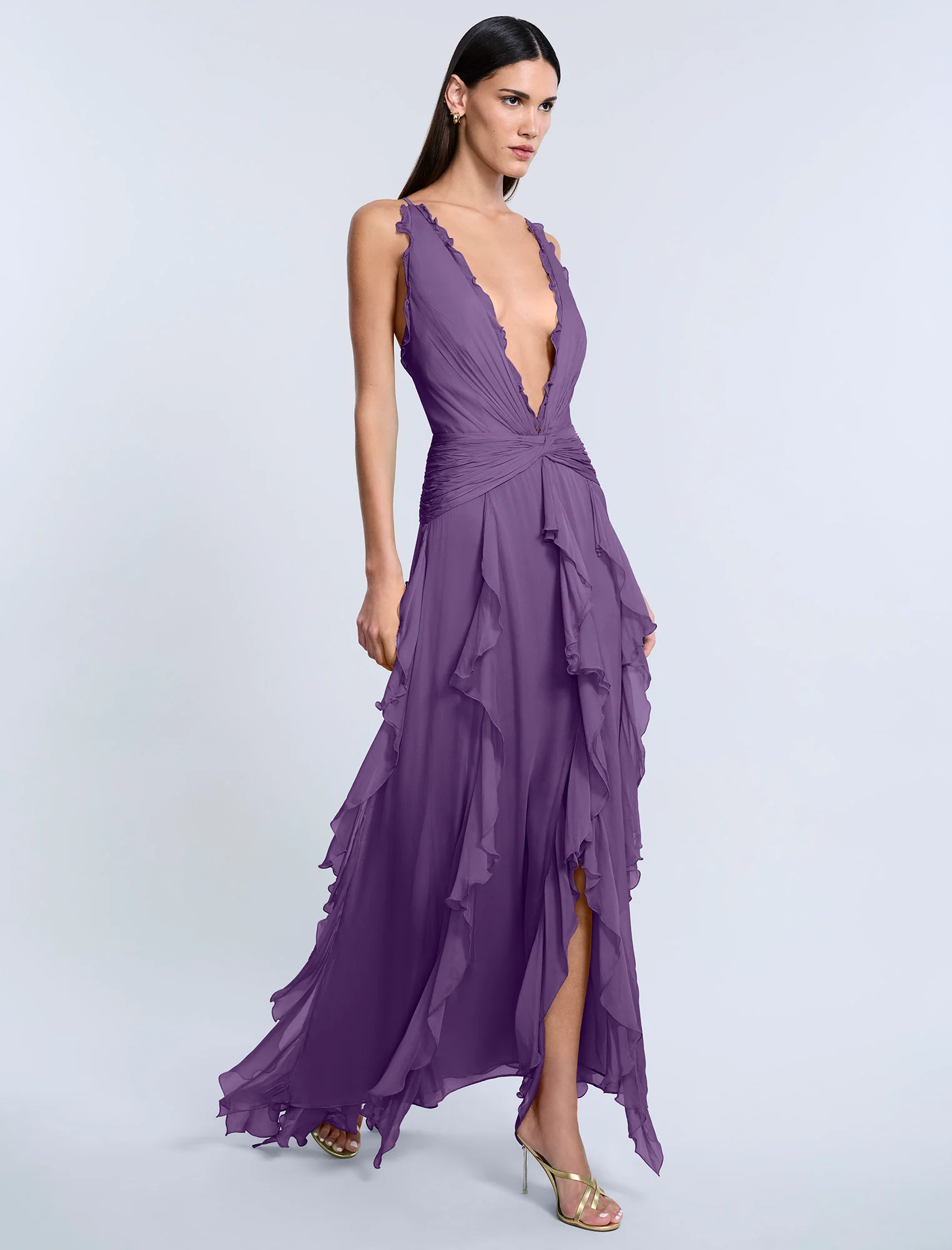 Ruffle Halter Chiffon Gown - Builderot