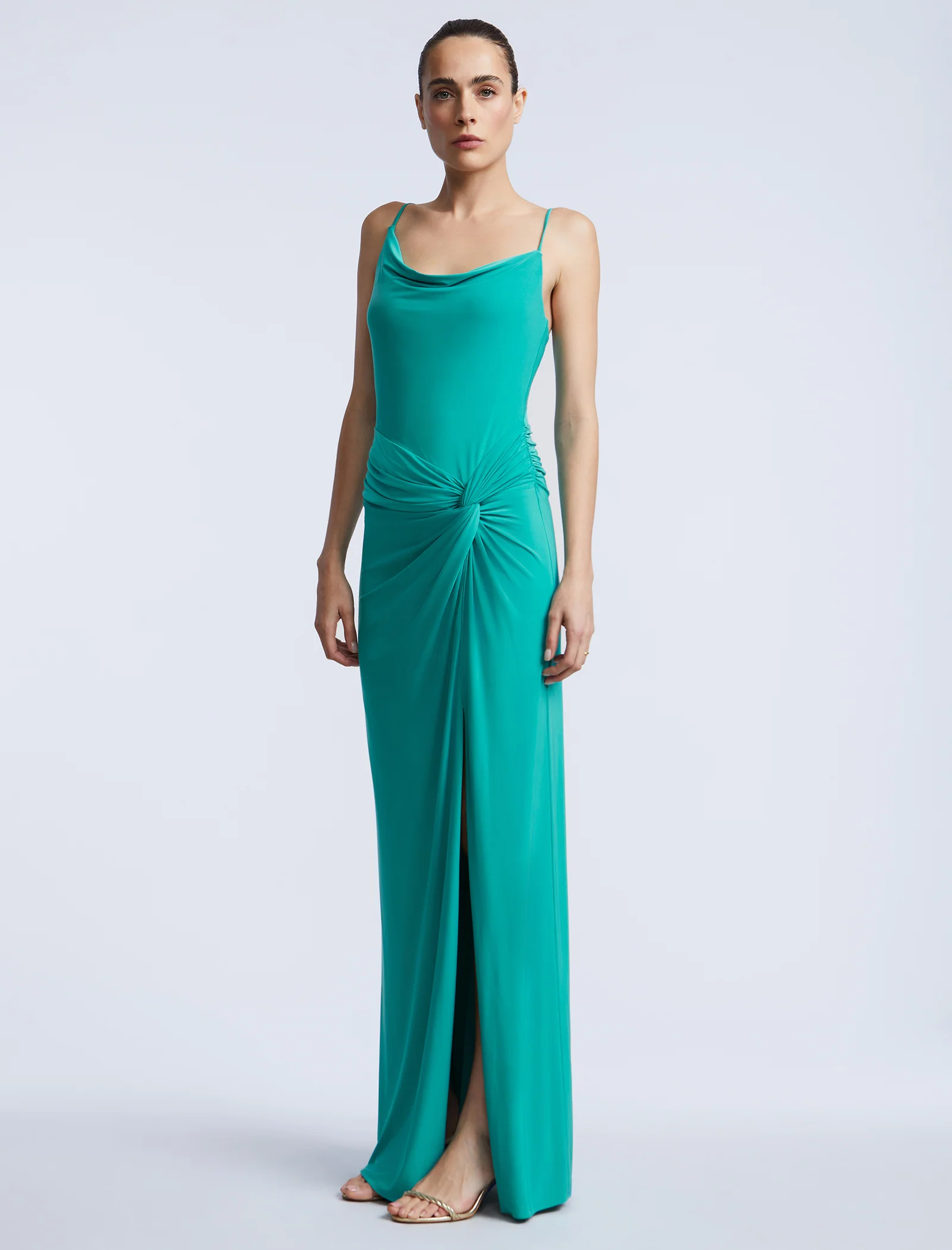 Cowl Draped Gown With Twist - Builderot