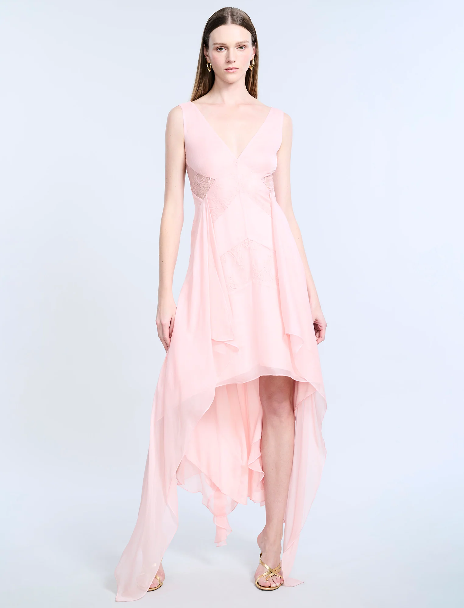 Lace Applique Chiffon Dress - Builderot