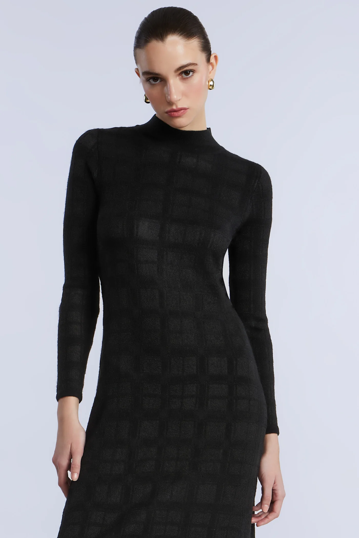 Turtleneck Openweave Dress - Builderot