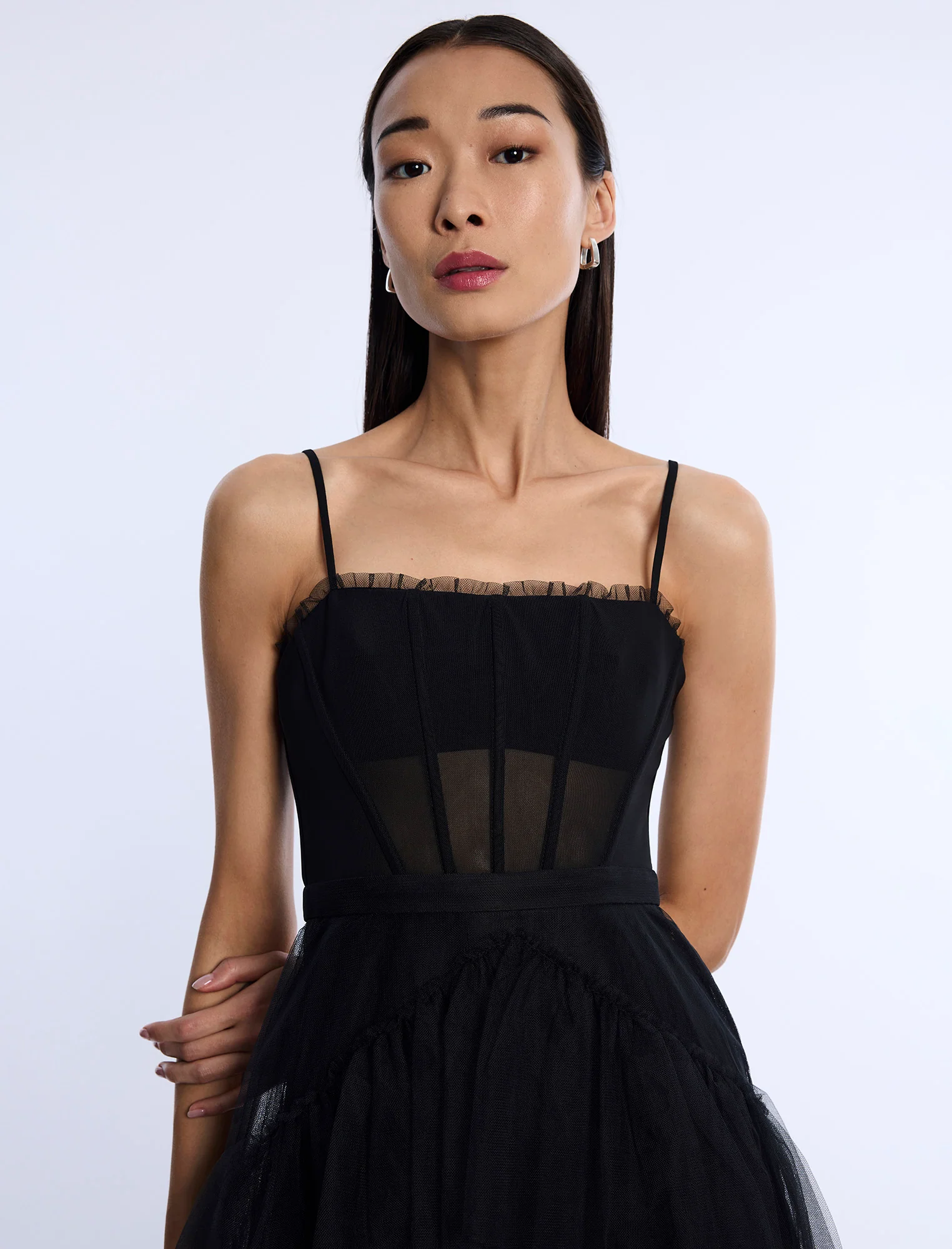 Oly Tiered Ruffle Tulle Evening Gown - Builderot