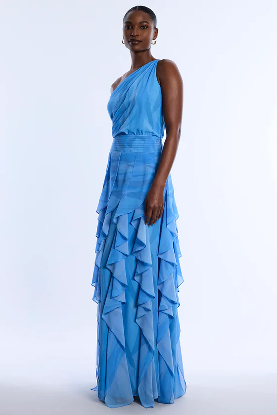 Printed One Shoulder Gown - Builderot