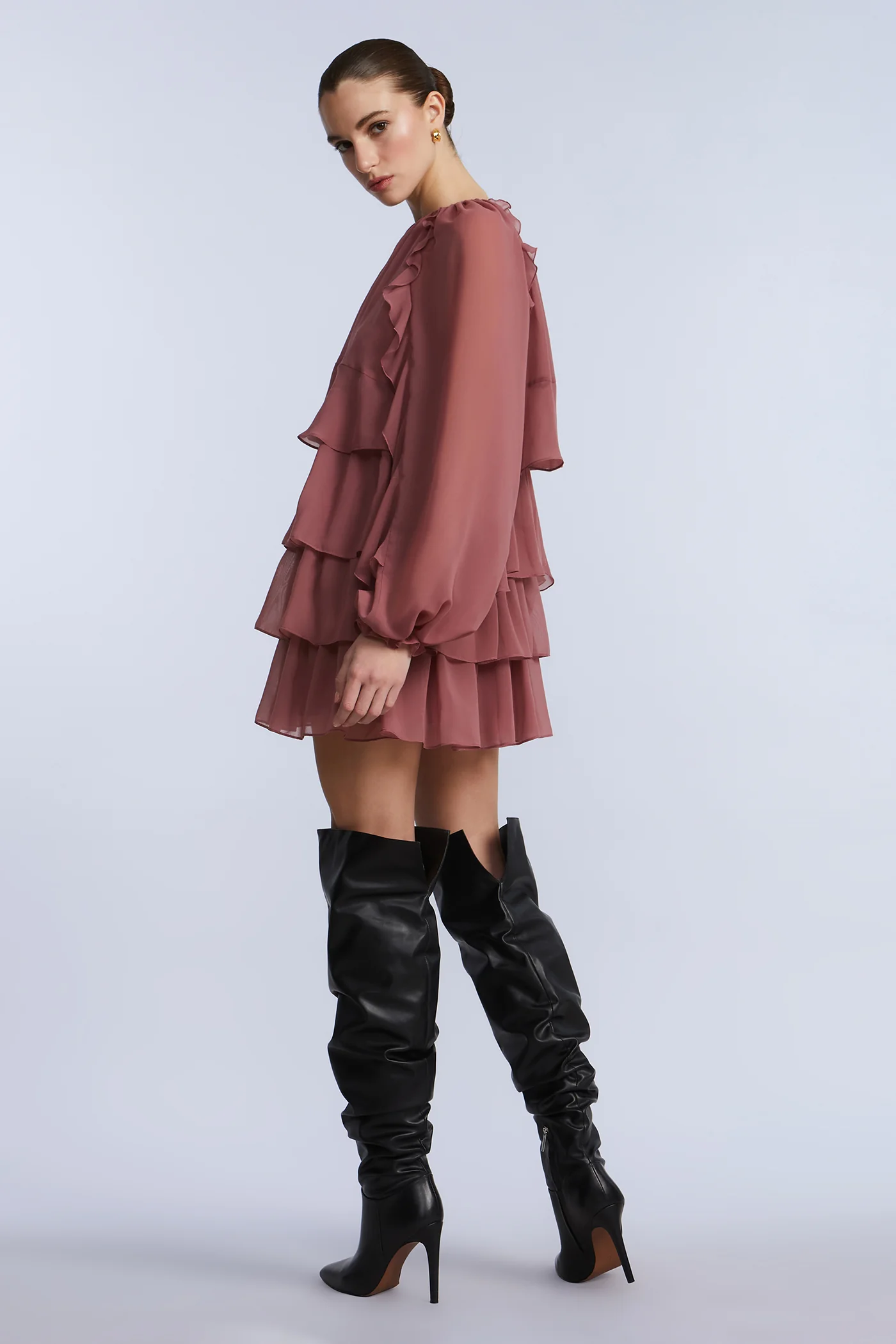 Chiffon Ruffle Mini Dress - Builderot