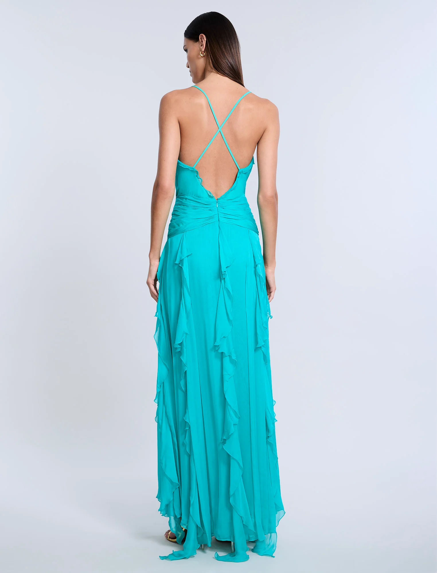 Ruffle Halter Chiffon Gown - Builderot