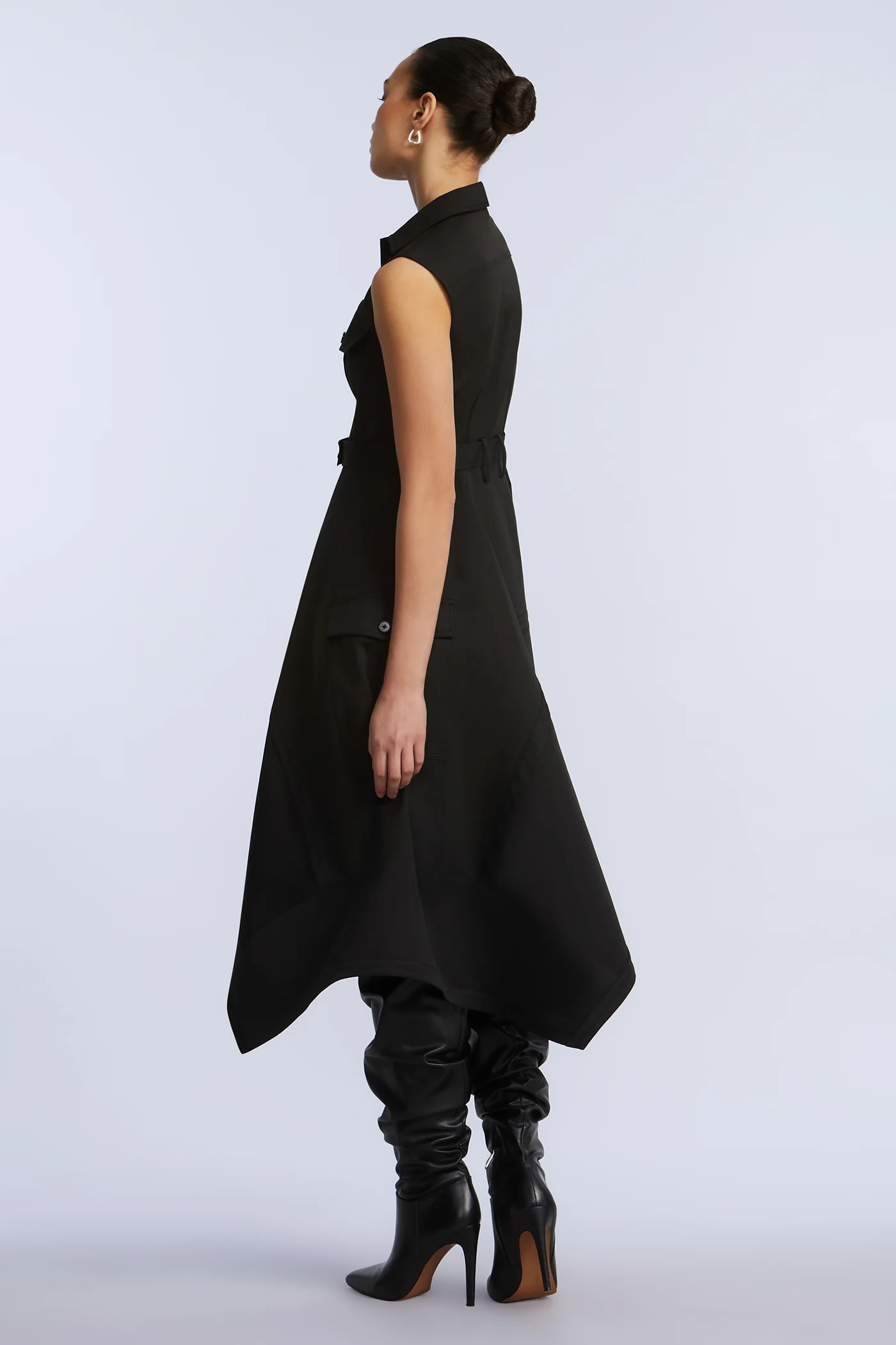 Scarf Hem Taffeta Twill Dress - Builderot