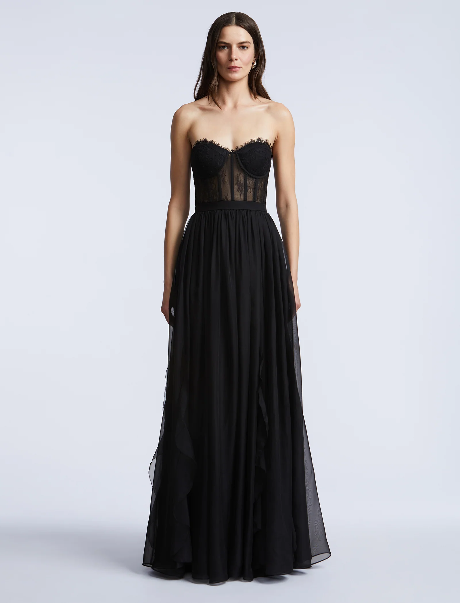 Lace Bodice Chiffon Rufle Gown - Builderot