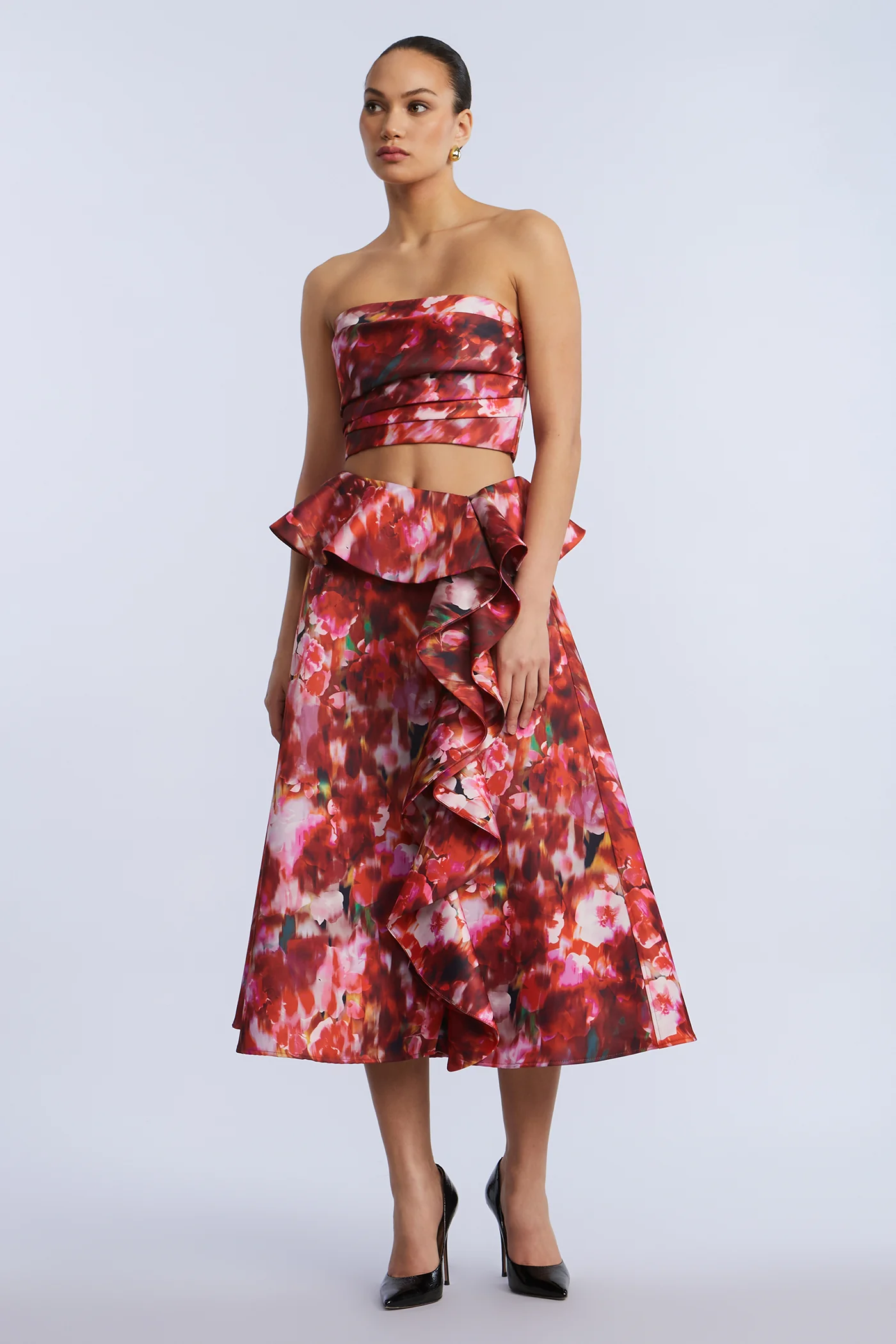 Printed Cascade Midi Skirt - Builderot