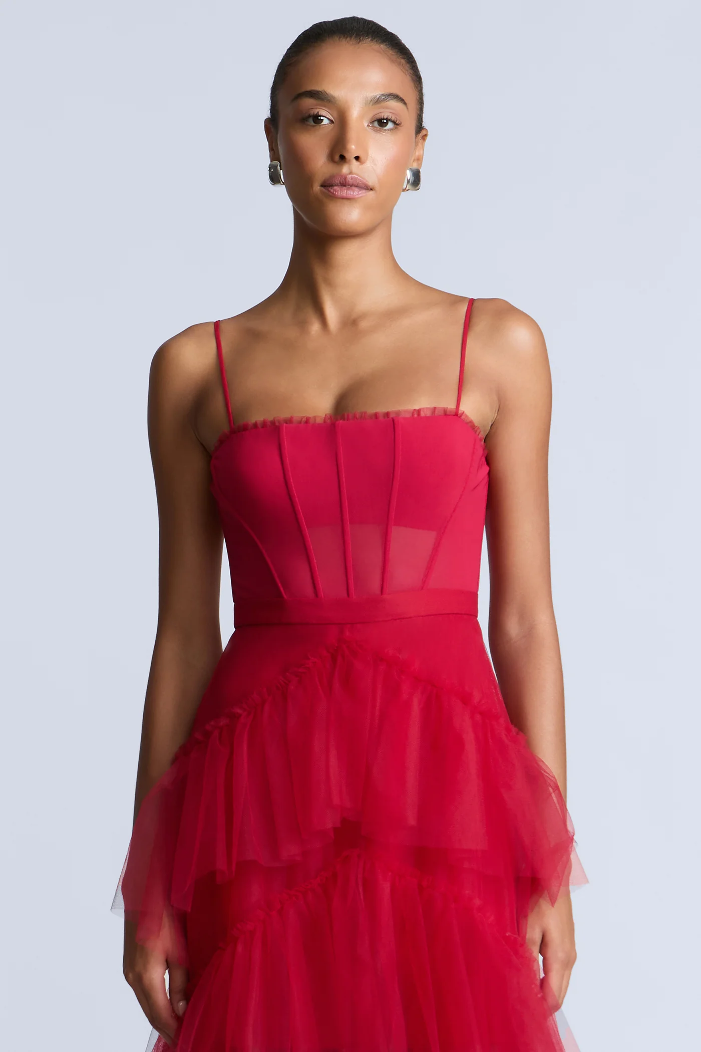 Oly Tiered Ruffle Tulle Evening - Builderot
