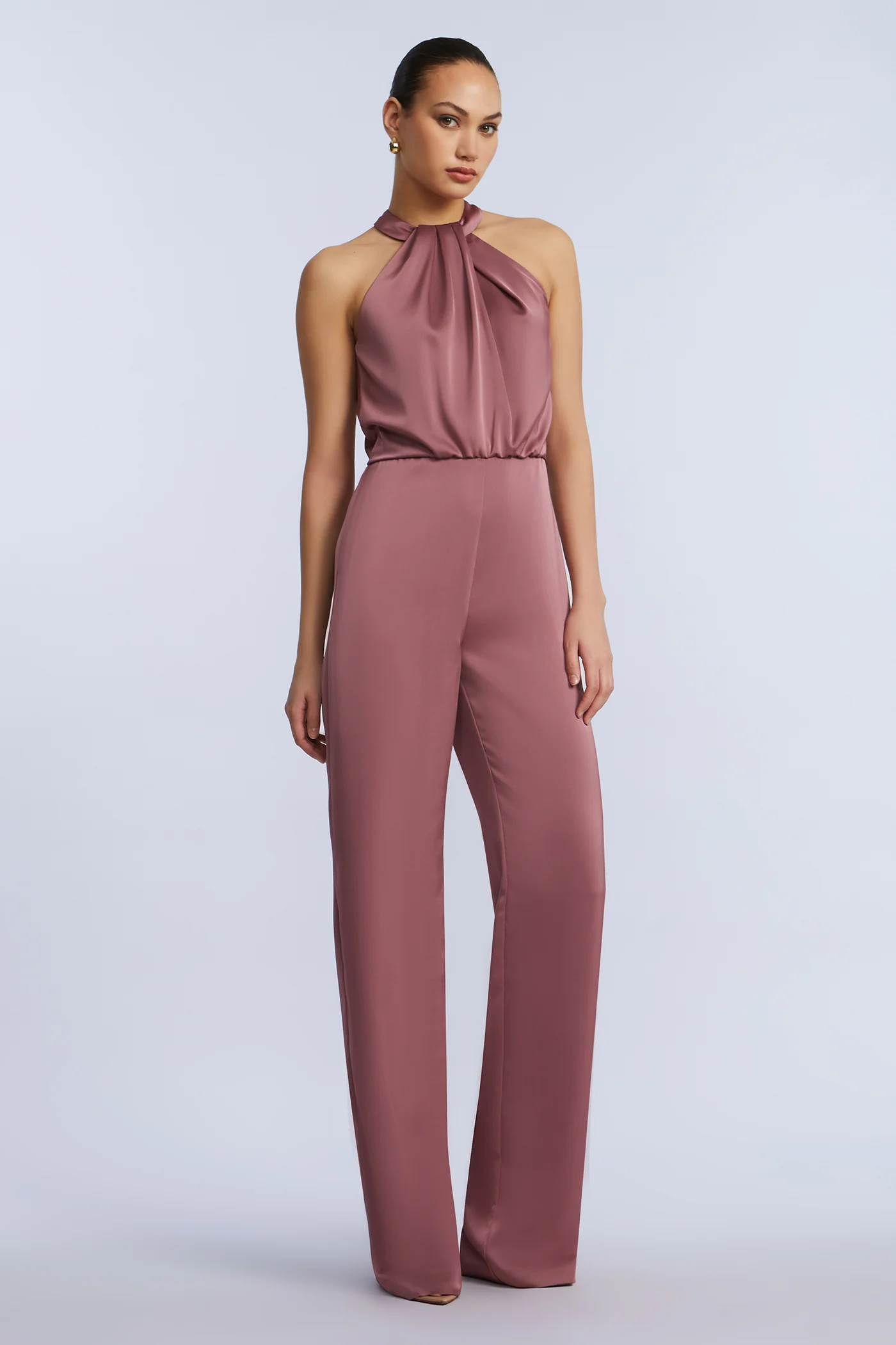 Pleated Halter Jumpsuit - Builderot