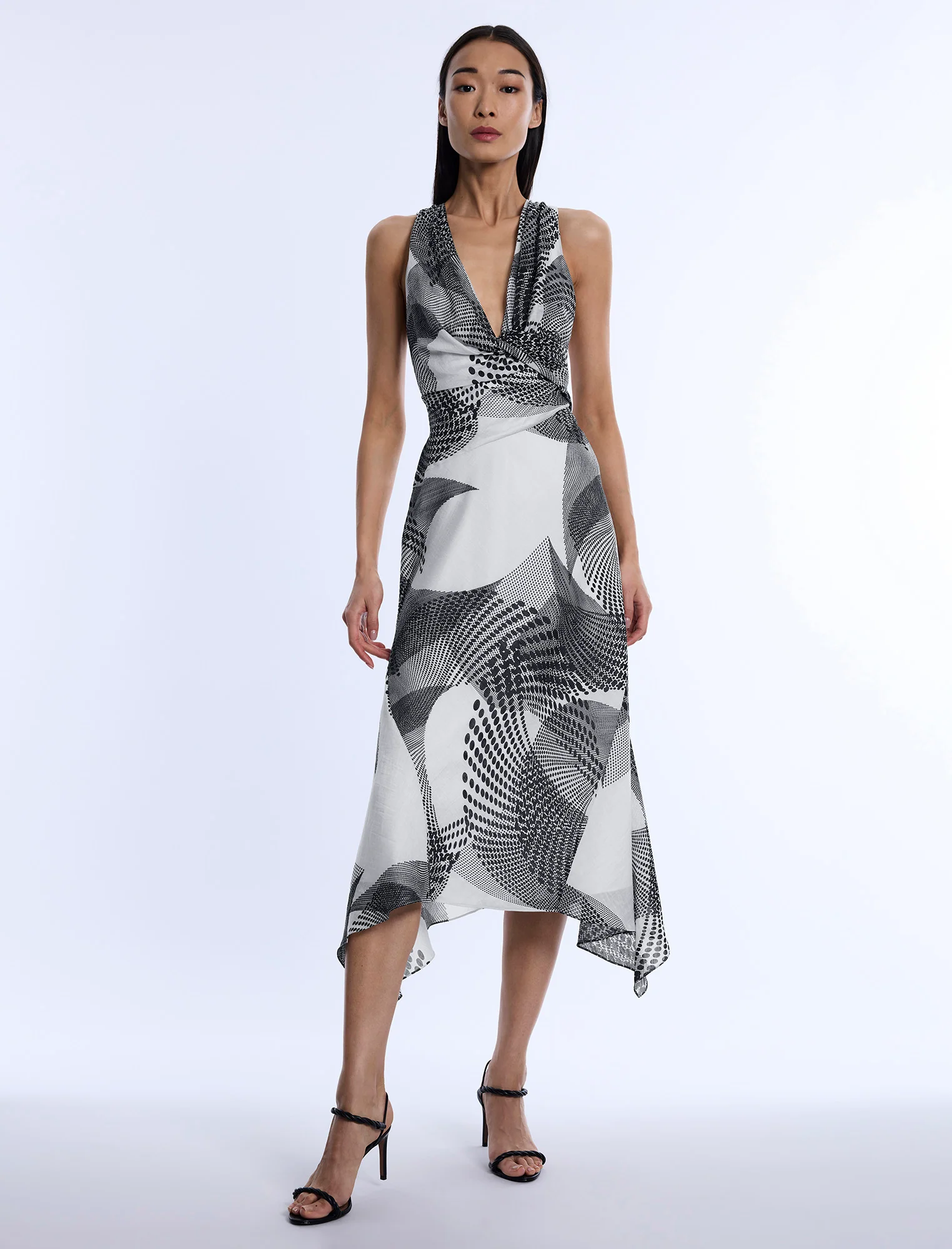 Printed Cowl Halter Dress - Builderot