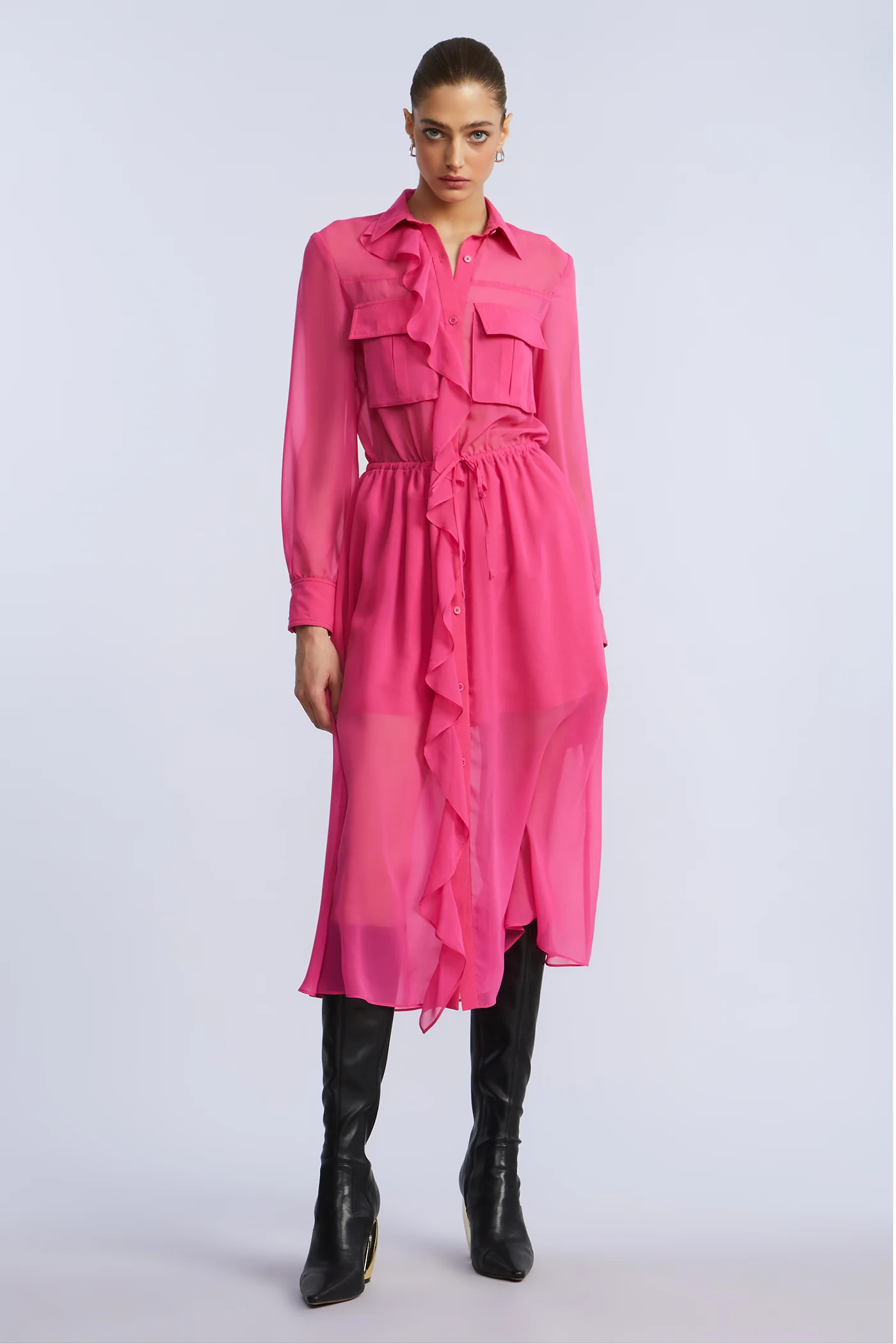 Solid Ruffle Dress - Builderot