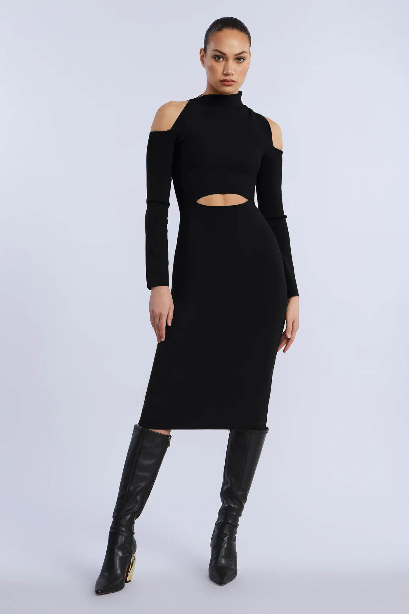 Cutout Cold Shoulder Dress - Builderot