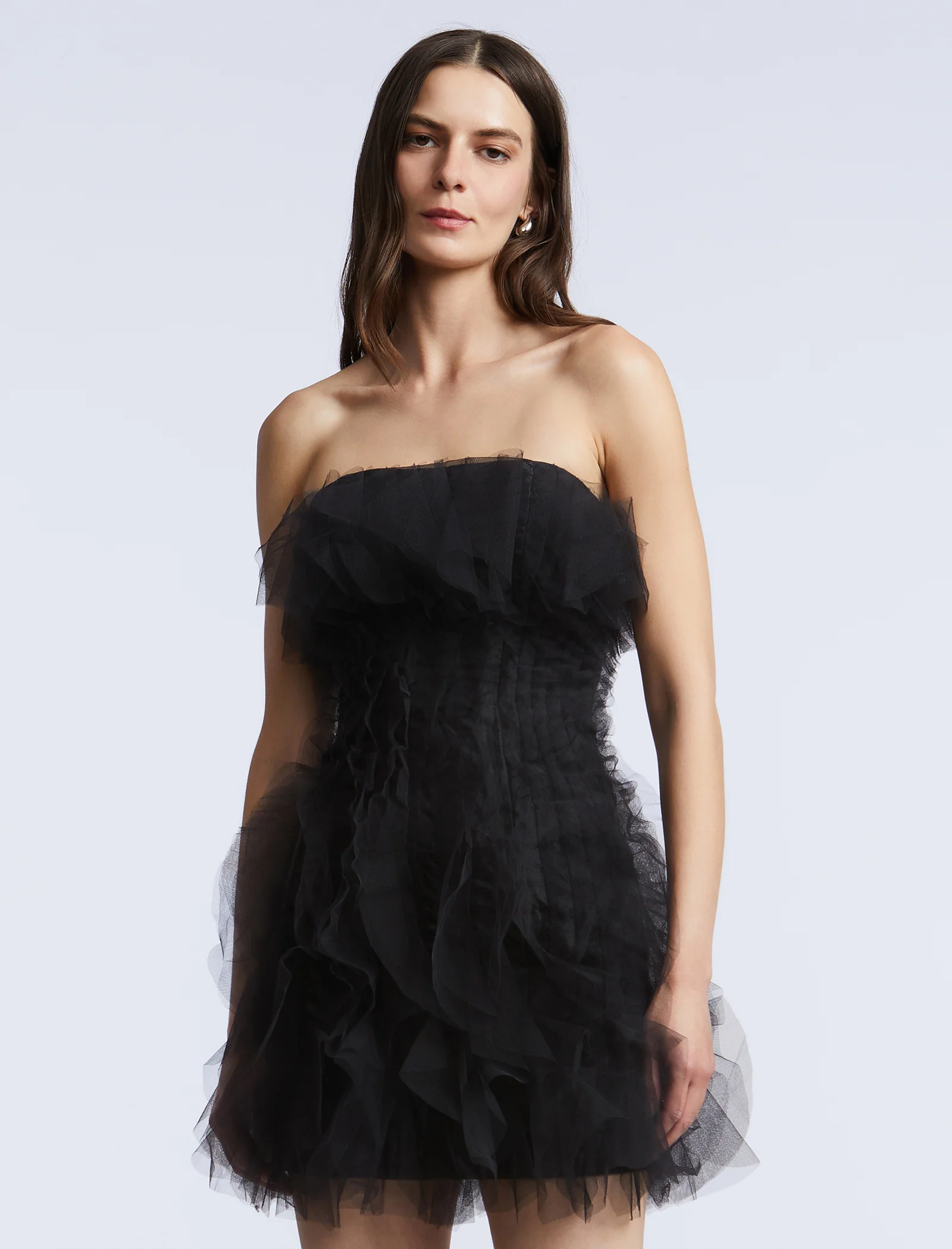 Solid Cascade Mini Dress - Builderot