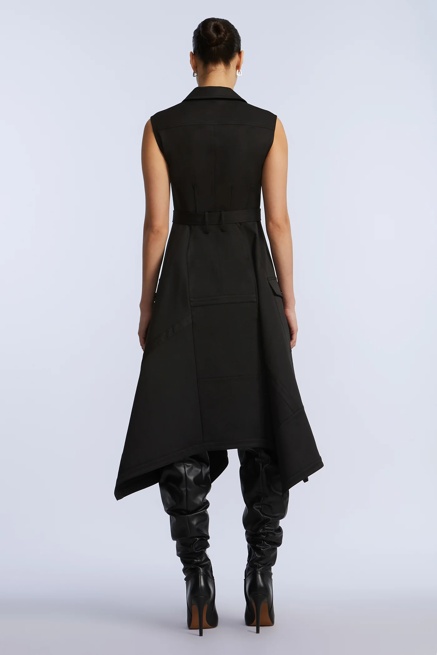 Scarf Hem Taffeta Twill Dress - Builderot
