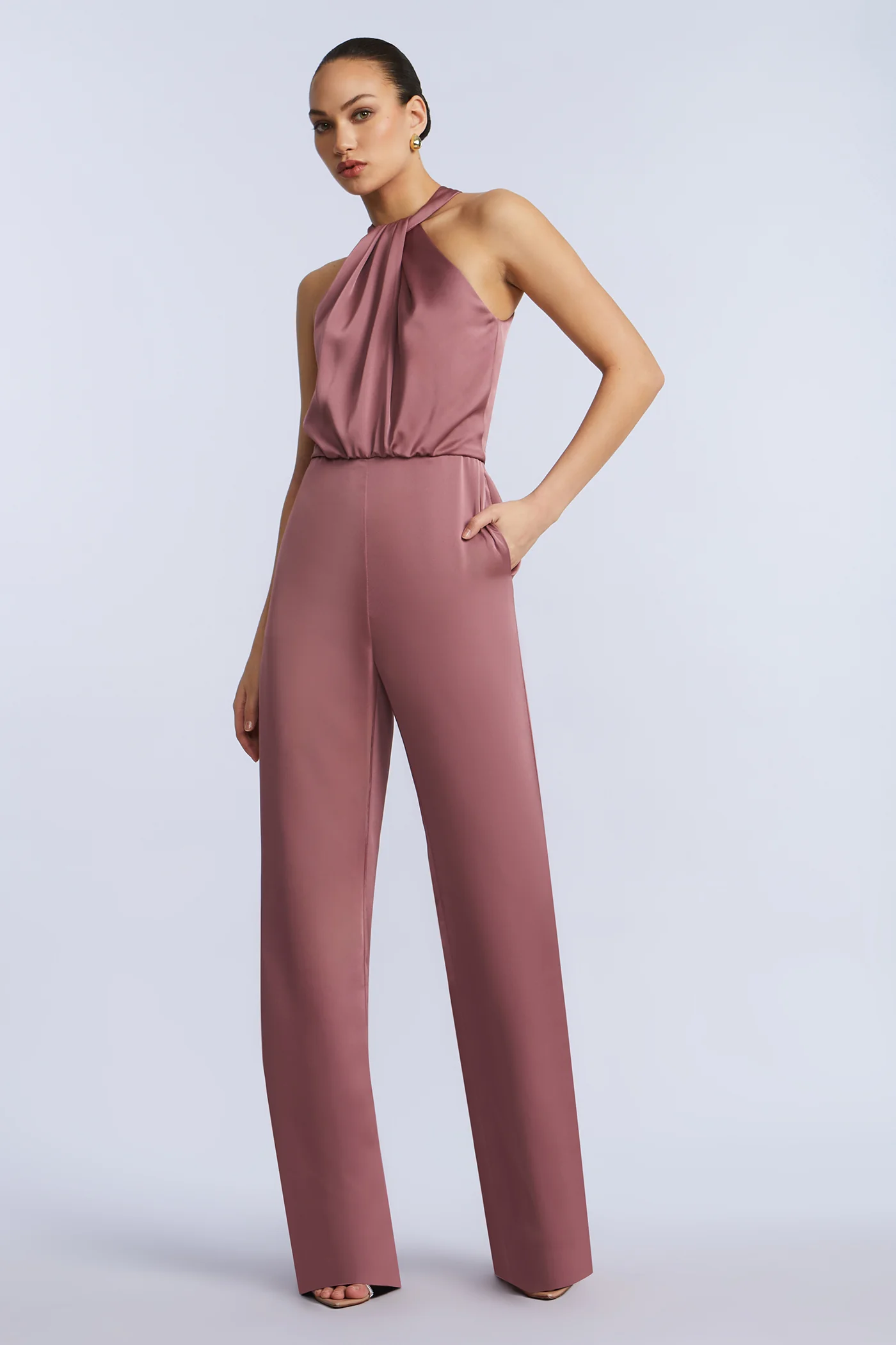 Pleated Halter Jumpsuit - Builderot